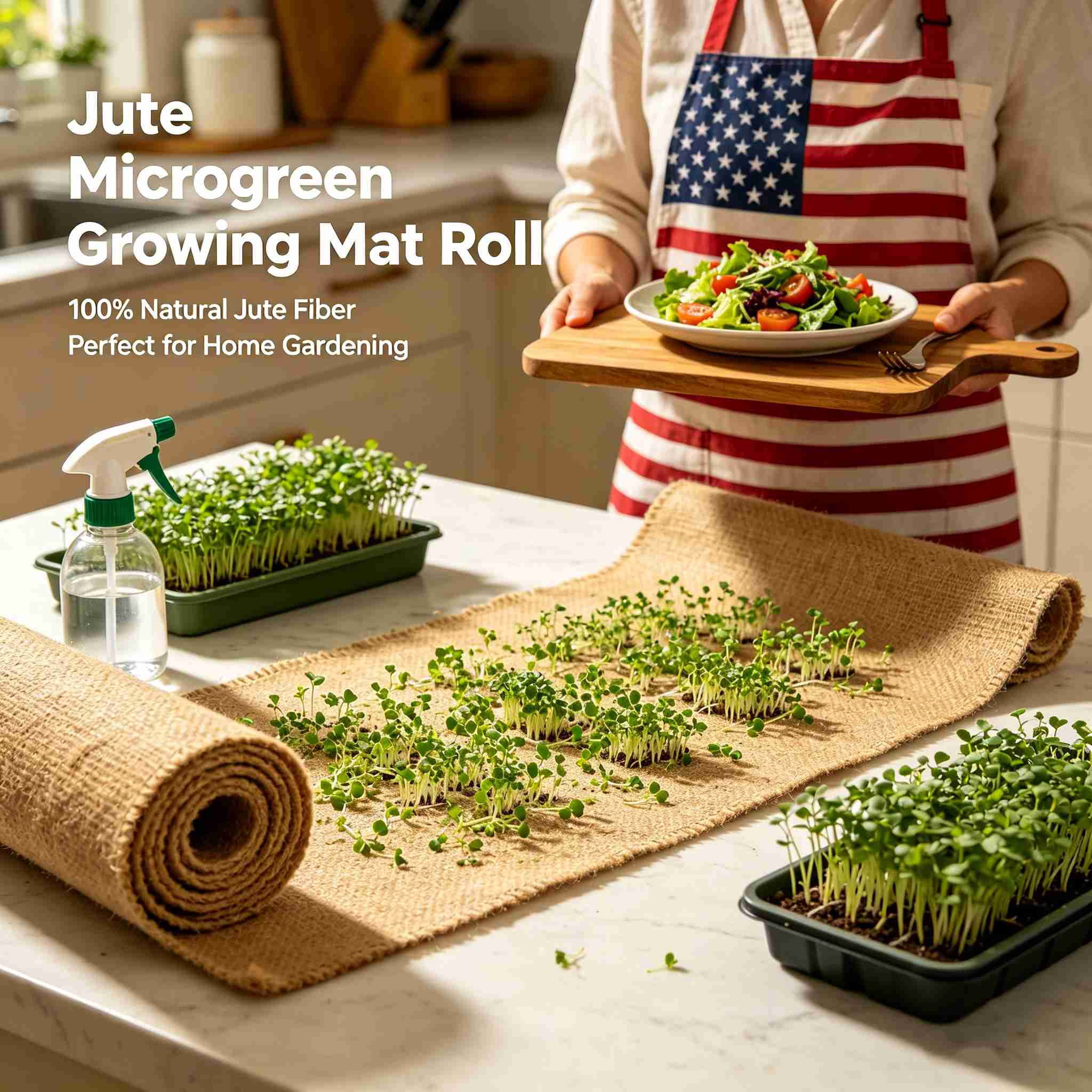 Microgreens Growing Mat Jute Fiber Grow Mats, 10" x 180" Hydroponic Grow Pads for Wheatgrass, Sprouts, Hydroponics Seed Starter Trays, Organic