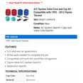 thumbnail image 2 of A/C System Valve Core and Cap Kit - Compatible with 1995 - 2013 Toyota Tacoma 1996 1997 1998 1999 2000 2001 2002 2003 2004 2005 2006 2007 2008 2009 2010 2011 2012, 2 of 2