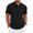Black, variant on Shirts for Men Color Block Casual Waffle Knit Short Sleeved Half Button Stand Collar Polo Top Black XXL