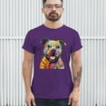 thumbnail image 3 of Tee Hunt Beware of Pit Bull T-Shirt Dean Russo Art Colorful Cute Dog Men's Tee, Purple, 3X-Large, 3 of 5