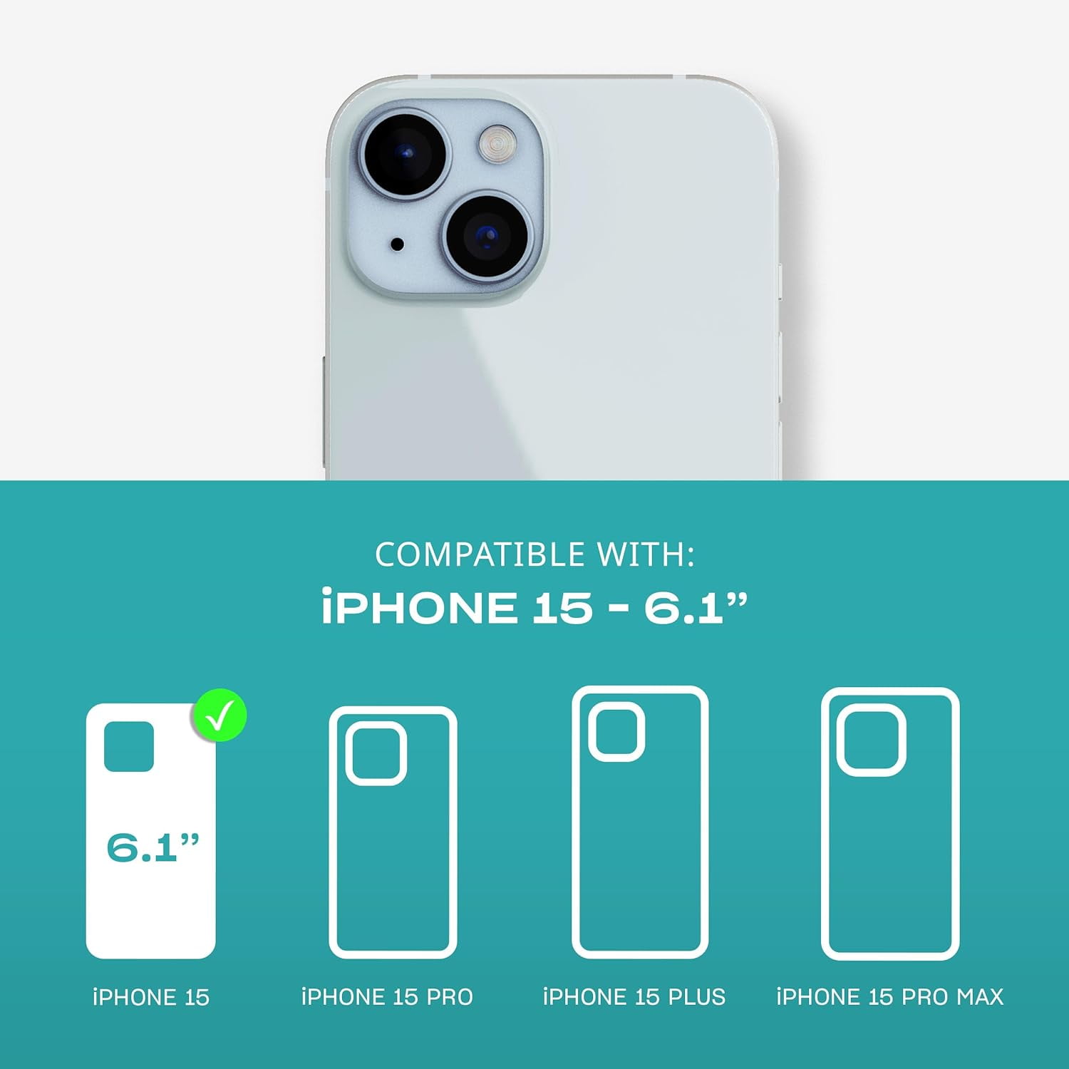 Tech21 Evo Clear Case for iPhone 15 - Crystal Clear, Protective Cover