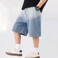 thumbnail image 5 of UACY Boys Y2K Retro Baggy Jean Shorts, Loose Fit Denim Jorts with Elastic Waist Pull On for Hip Hop Street Style (Light Blue, 13-14 Years), 5 of 5