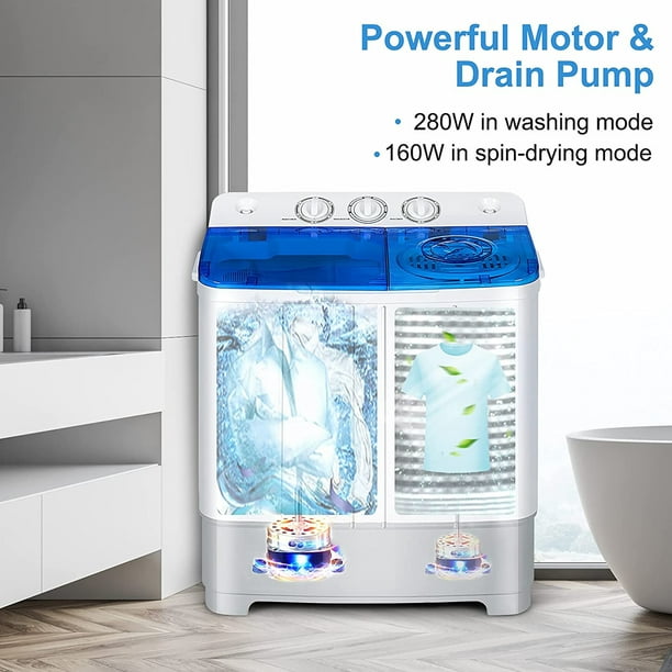 Costway Portable Full-Automatic Laundry Washing Machine 8.8lbs Spin Washer  W/ Drain Pump