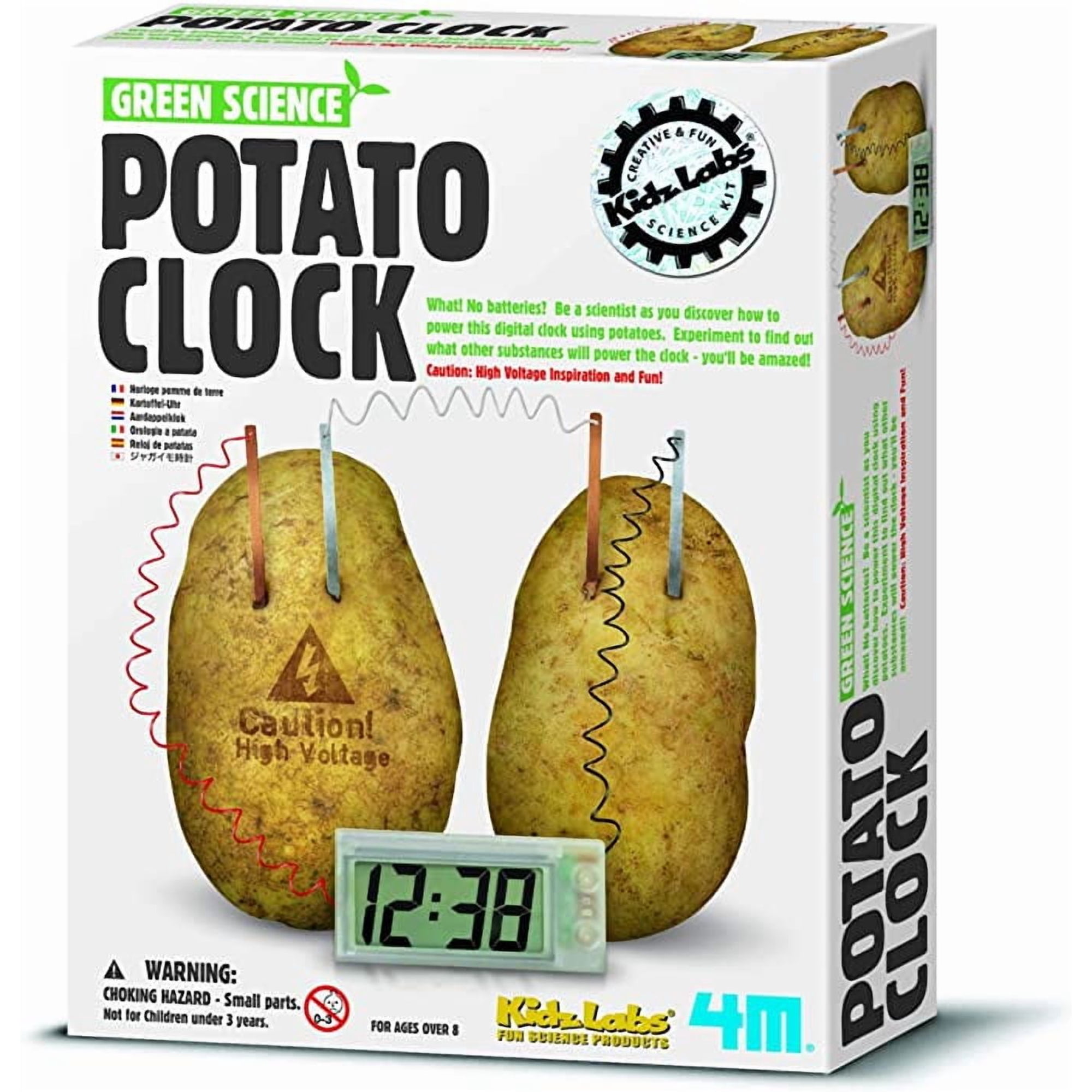 4M Potato Clock DIY Green Science Chemistry Engineering Lab - STEM Toys Educational Gift for Kids & Teens, Girls & Boys, Brown