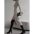 thumbnail image 3 of Tied Collared Neck Long Sleeve Sweater Dress, 3 of 7