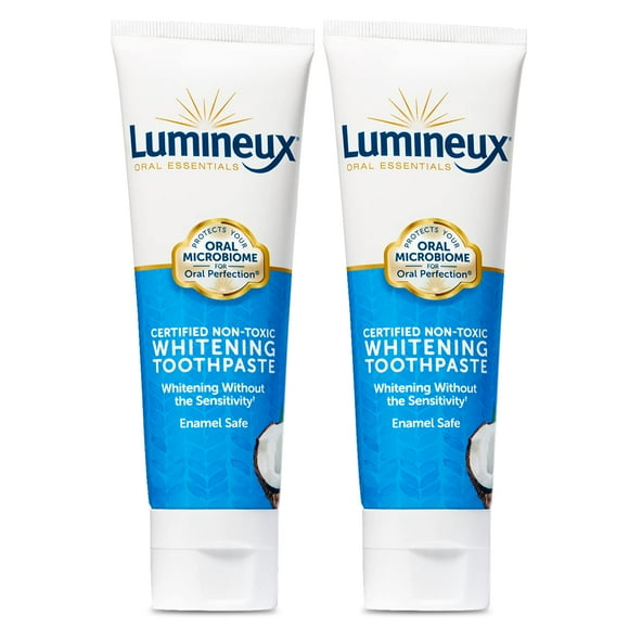 Lumineux Teeth Whitening Toothpaste 2 Pack - Enamel Safe for Sensitive & Whiter Teeth - Certified Non-Toxic, Fluoride Free, No Alcohol, Artificial Colors, SLS Free & Dentist Formulated - 3.75 Oz