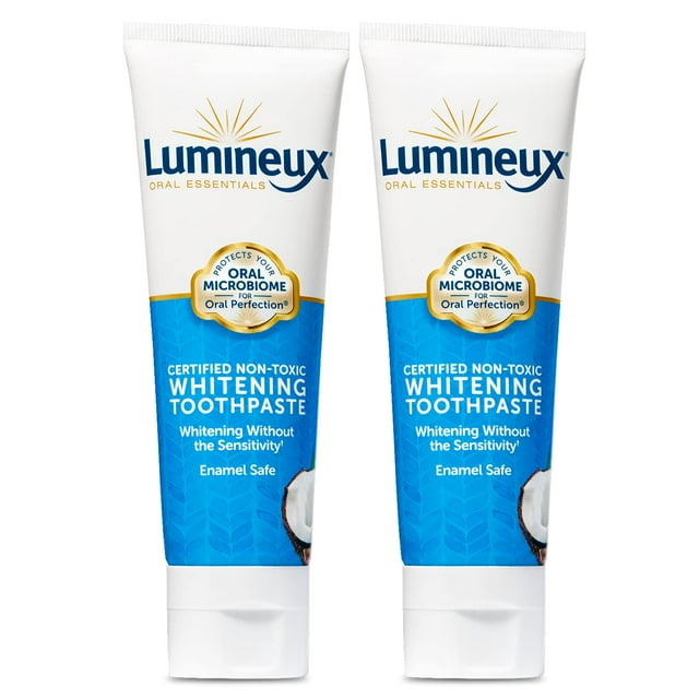 Lumineux Teeth Whitening Toothpaste 2 Pack - Enamel Safe for Sensitive & Whiter Teeth - Certified Non-Toxic, Fluoride Free, No Alcohol, Artificial Colors, SLS Free & Dentist Formulated - 3.75 Oz