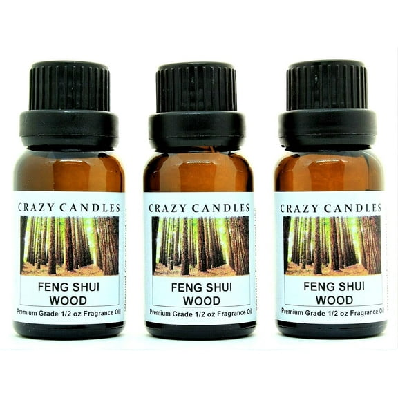 Crazy Candles Feng Shui Wood (Promotes Communication) 3 Bottles 1/2 FL Oz Each (15ml) Premium Grade Scented Fragrance Oil Made in USA