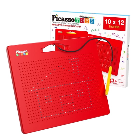 PicassoTiles Magnetic Drawing Board 12"x10" with 748 Beads, STEM Learning Art Toy for Kids Toddlers Ages 3 , Educational Gift