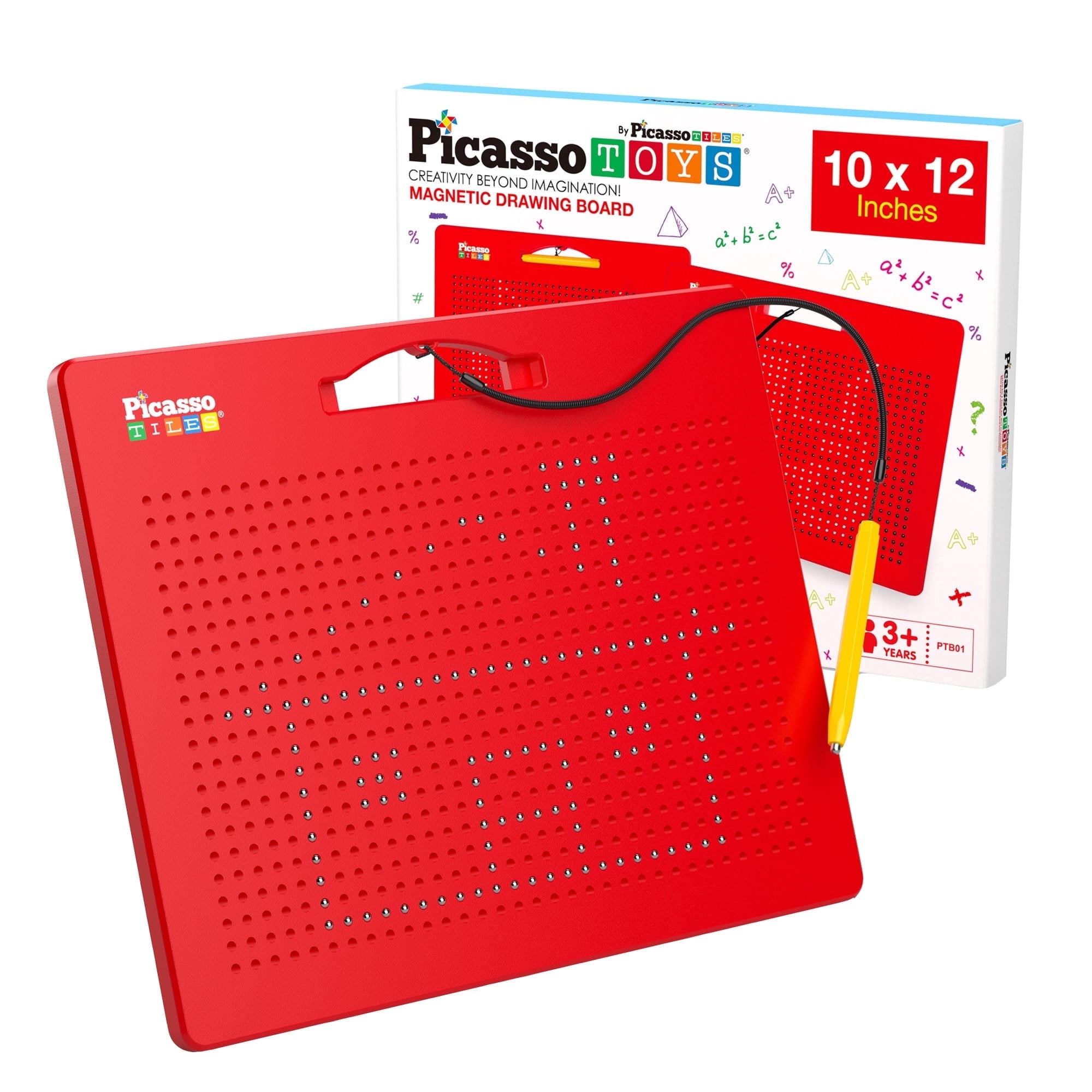 PicassoTiles Magnetic Drawing Board 12"x10" with 748 Beads, STEM Learning Art Toy for Kids Toddlers Ages 3+, Educational Gift