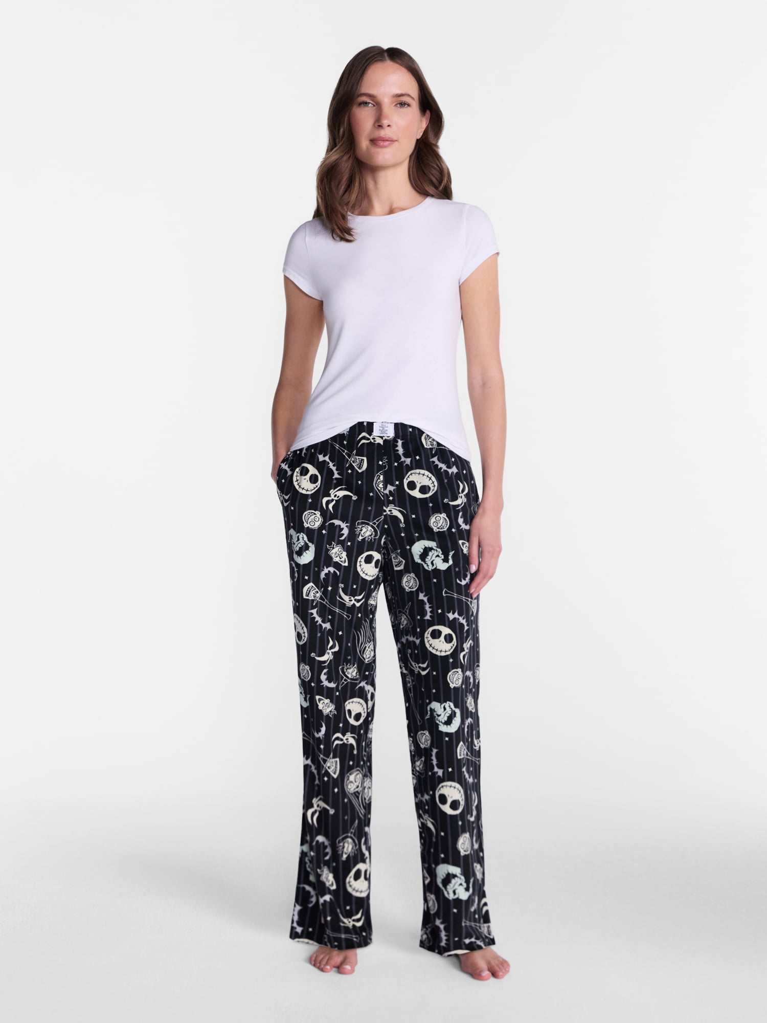Nightmare Before Christmas Women’s Wide Leg Velour Sleep Pants, Sizes XS-3X