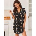 thumbnail image 3 of Ekouaer Women V-Neck Sleep Dress Short Sleeve Nightshirt with Split Hem Comfortable Nightgown, 3 of 5