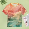 thumbnail image 4 of Purple Blue And Gold Wave Women's Short Sleeve T-Shirt Crew Neck Casual Summer Trendy Loose Fit Tops, 4 of 6