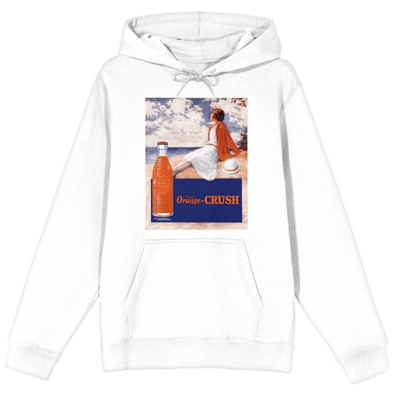 Orange Crush Soda Woman On The Seashore Men's White Sweatshirt-XXL