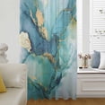 thumbnail image 6 of Turquoise Marble Sheer Curtains 45 Inches Long, Abstract Minimalist Art Ombre Blue Light Filering Curtains, Breathable Simi Curtain Privacy Drapes for Kitchen Bathroom Small Window Treatment, 6 of 9