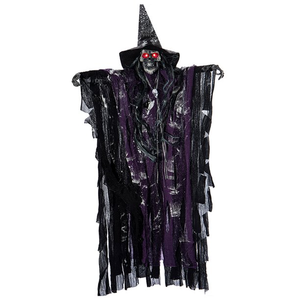 Muyoka Littleduckling 1pc Colgante Halloween Esqueleto Fantasmas Decoraciones con control luminoso y de sonido, Grim Reapers para las mejores decoraciones de Halloween al aire libre (púrpura) Muyoka Hogar