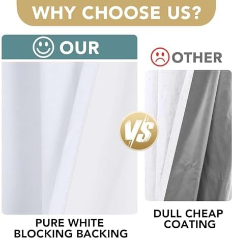 Linen Curtains 100% Blackout Curtains for Bedroom 102 inch Long Full Light Blocking Nature Linen Blended Window Curtains for Living Room Nickel Grommet (2 Panels, Bright White)