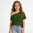thumbnail image 4 of Virmaxy 5-14 Years Ink Splatter One-Shoulder Top Cold Shoulder Casual Top Loose Short Sleeve T-Shirts for Casual Daily and Summer Wear, 4 of 9