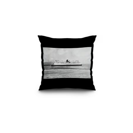 San Francisco, CA Bay with Redwood Empire Ferry Photograph (16x16 Spun Polyester Pillow, Black