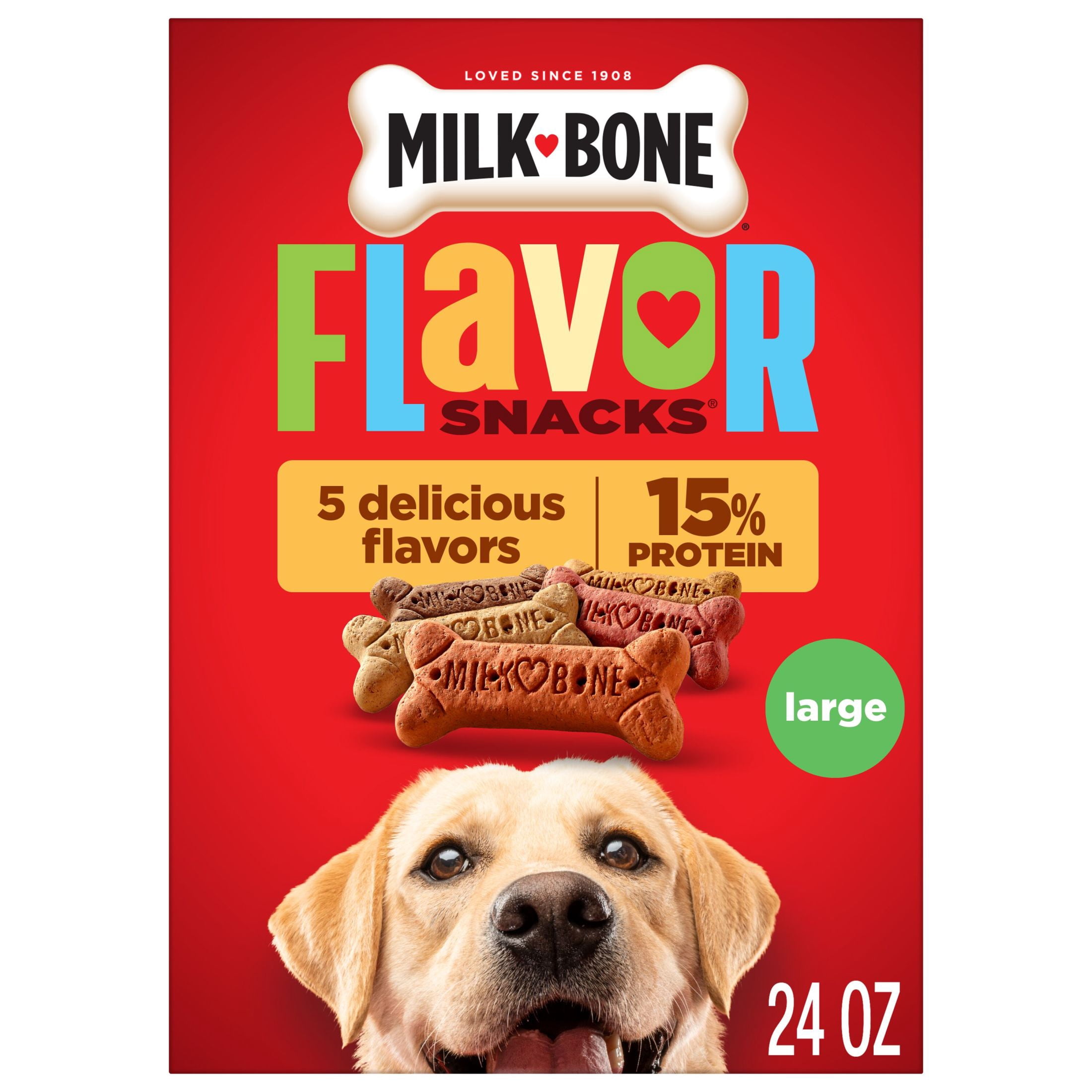 (2 pack) Milk Bone Flavor Snacks Large Dog Biscuits, Flavored Crunchy Dog Treats, 24 oz Box