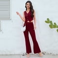 thumbnail image 2 of 2 Pieces Outfits for Women Sleeveless Blazer Vest Wide Leg Pant Suit Sets, 2 of 5