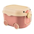 thumbnail image 3 of yuksok Cartoon Duck Shape Toy Storage Box with Wheels Storage Bin Portable Baby Clothes Red Middle, 3 of 9