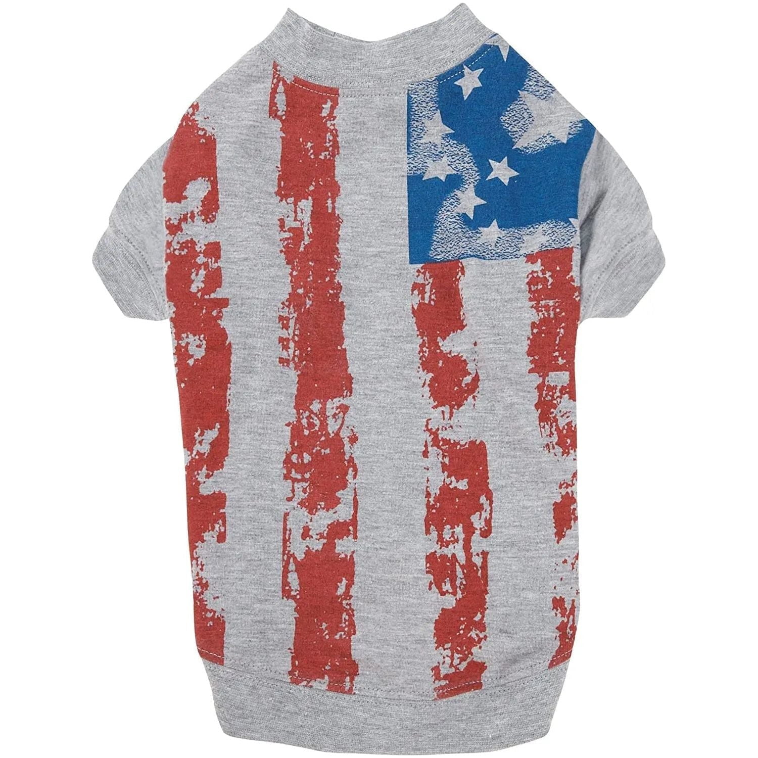 Zack & Zoey America's Pup Flag-Print Tee Shirt for Dogs, 8" XX-Small, Gray