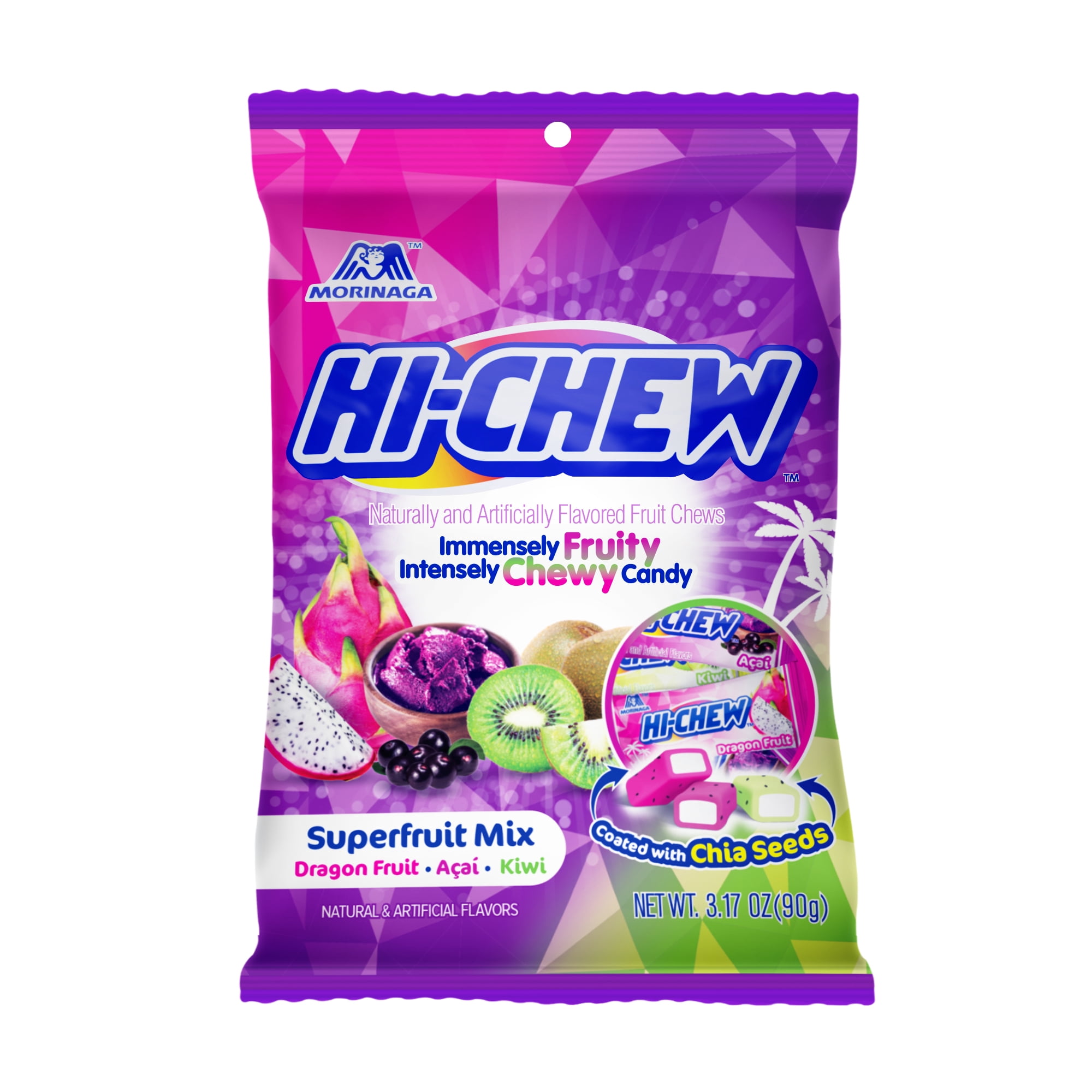 HI-CHEW Superfruit Mix, 6 Bags, 3.17oz each - Kiwi, Acai, Dragonfruit - Unique Fun Soft & Chewy Candy - Immensely Juicy Fruity Candy Flavors, Individually Wrapped for Sharing