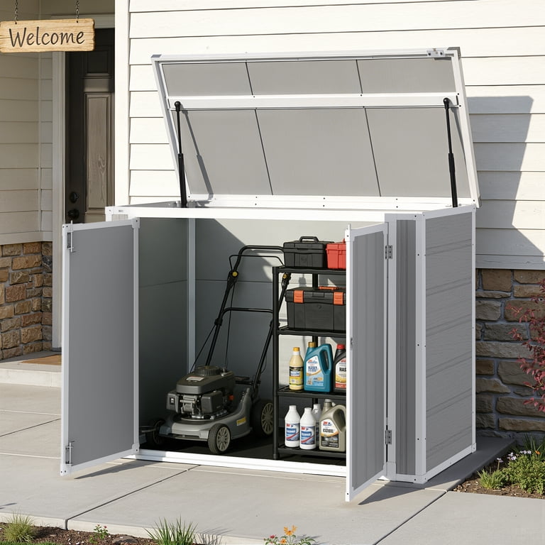 Enyopro 306Gal Shed & Outdoor Storage, Horizontal Resin Storage