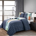 thumbnail image 2 of Edredón Shelly Stripe Azul marino / Naranja Juego de 3 piezas Full / Queen Lush Decor 16T005437, 2 of 2