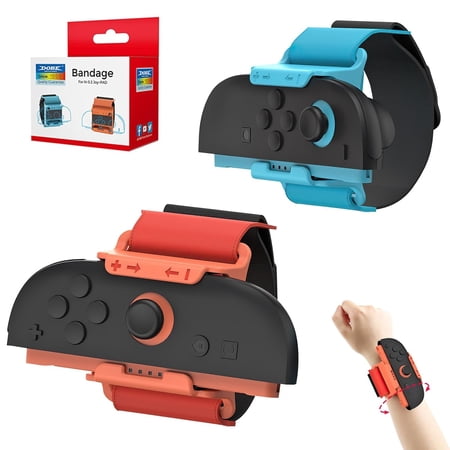 Wrist Band for Switch 2 Joycons,Elastic Strap NS2 Joycons Just-Dance,2 Packs(Red + Blue)
