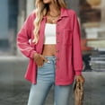 thumbnail image 6 of Stichou Womens Waffle Button Down Shirts Casual Long Sleeve Knit Trendy Fall Shacket Jacket Boyfriend Tops Hot Pink S, 6 of 7