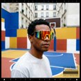 thumbnail image 3 of Oversized Mens Mirrored Shield Sunglasses Rimless Sport Wraparound UV400 / Slate Frame - Orange Mirror Lens, 3 of 7