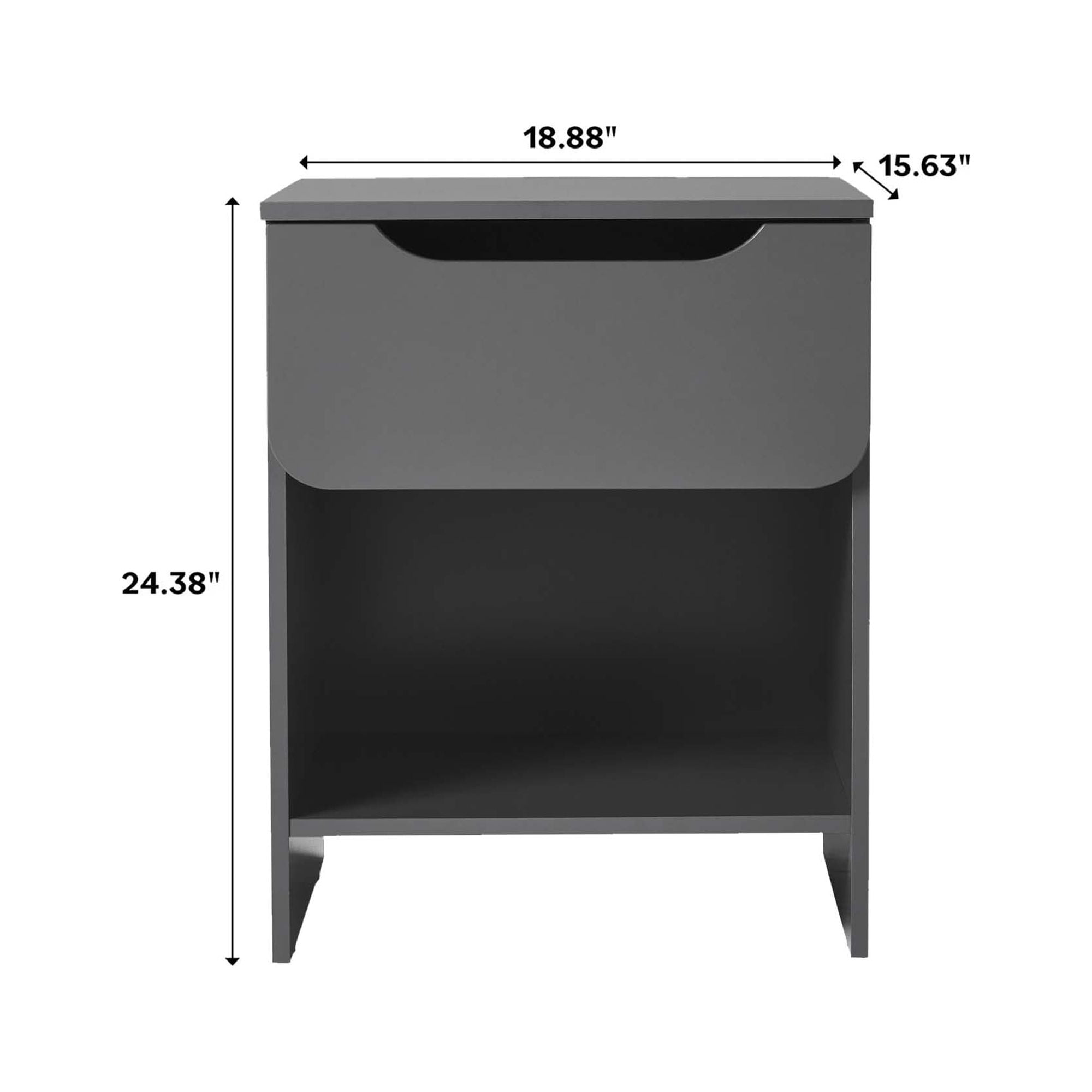 Walker Edison Modern Scandi 1-Drawer Nightstand, 2 Pack, Dark Grey