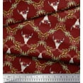 thumbnail image 2 of Soimoi Red polyester Crepe Fabric Floral & Cow Skull Head Damask Decor Fabric Printed Yard 42 Inch Wide, 2 of 3