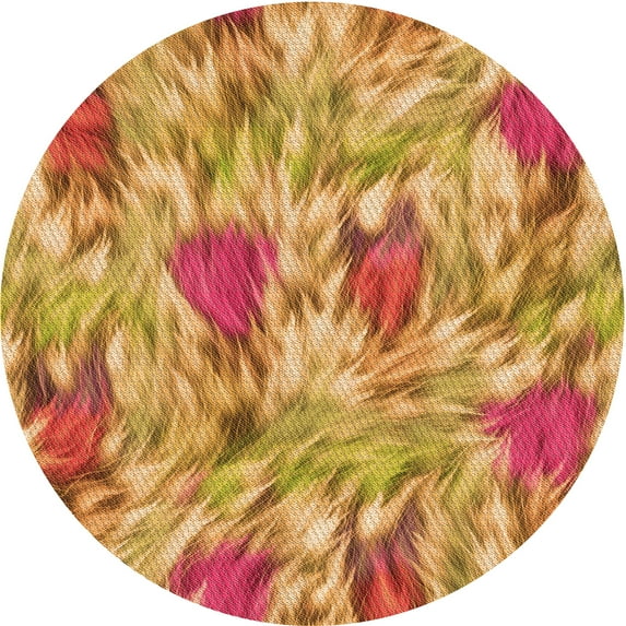 Ahgly Company Indoor Round Patterned Grapefruit Red Area Rugs, 6' Round