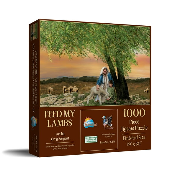 SUNSOUT INC - Feed My Lambs - 1000 pc Jigsaw Puzzle by Artist: Greg Sargent - Finished Size 19" x 30" Easter - MPN# 46238