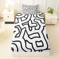 thumbnail image 3 of Homewish Abstract Wavy Stripes Twin Sheets,Contemporary Artwork Bedding,White Black,3pcs,1 Fitted Sheet and 1 Pillowcase, 3 of 6