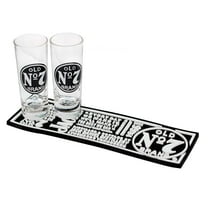 Jack Daniel's Old No. 7 Shooter Set, 2 Shot Glasses and Beverage Mat JD-38703