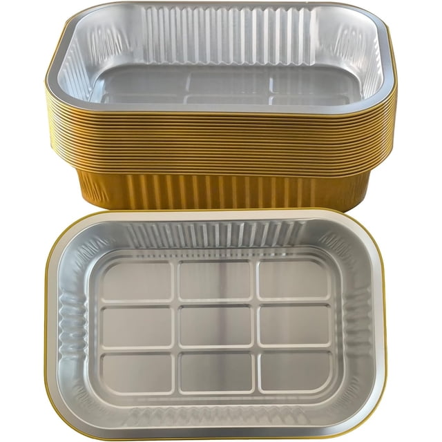 SuiXinCook Aluminum foil baking Pans Heavy Duty 2LB Small foil pan 8.5"×6" 20pack Disposable, For Microwave & Oven Safe Cooking