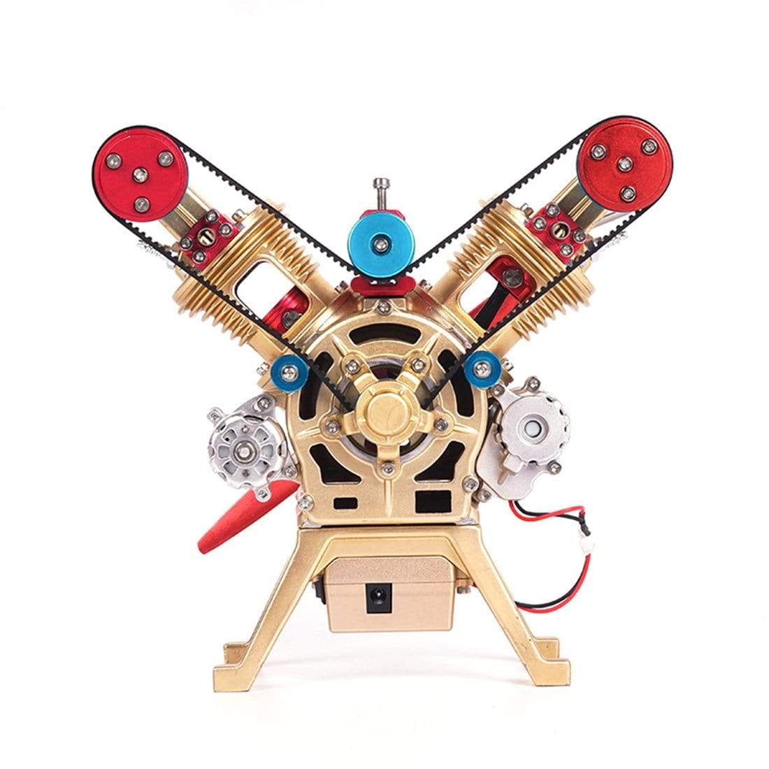 V2 Double Cylinder Metal Mini Car Engine Model Kit Manual Assembly Adults Kids Creativity Toy Collection Decoration