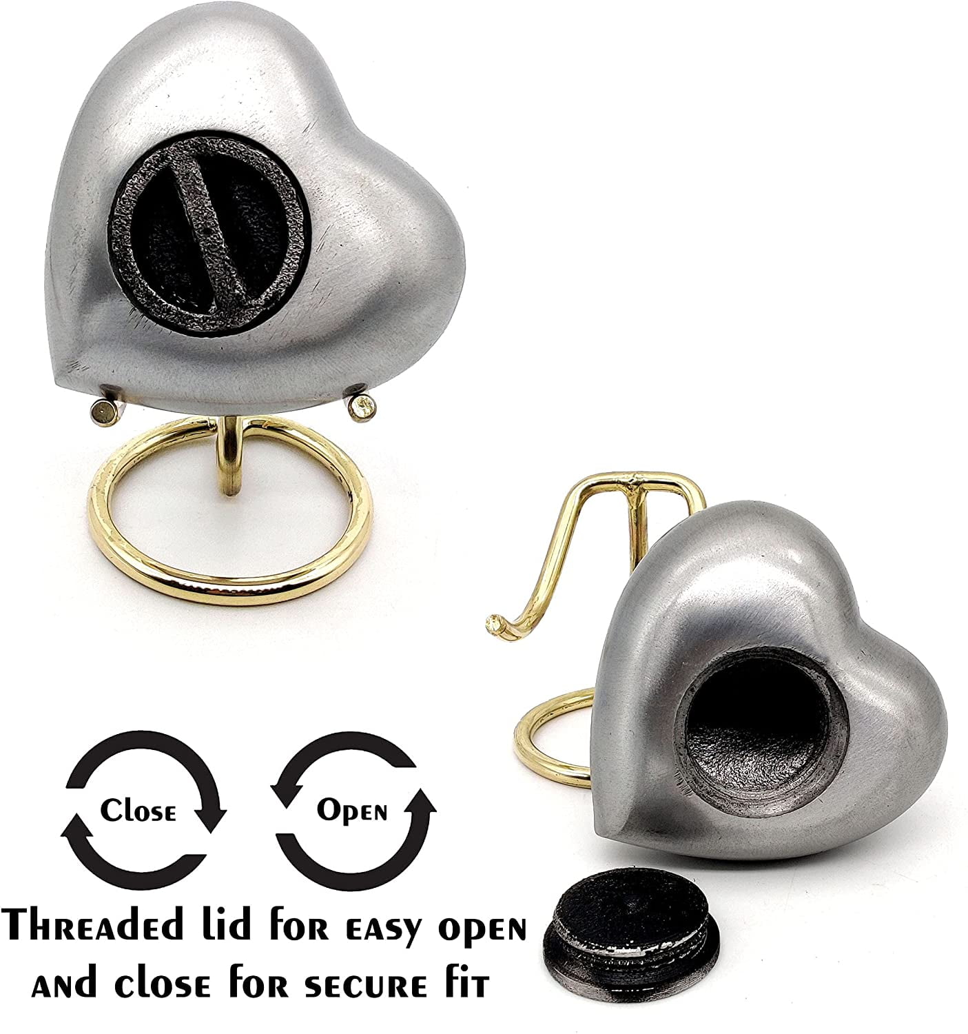 5MOONSUN5's Handcrafted Engraved Heart Urn Keepsake Cremation Urn for Human pet Ashes Engraved Urn Heart Shaped Perfect for Adults & Infants Honor Your Loved One. Comes with Brass Stand & Premium Box