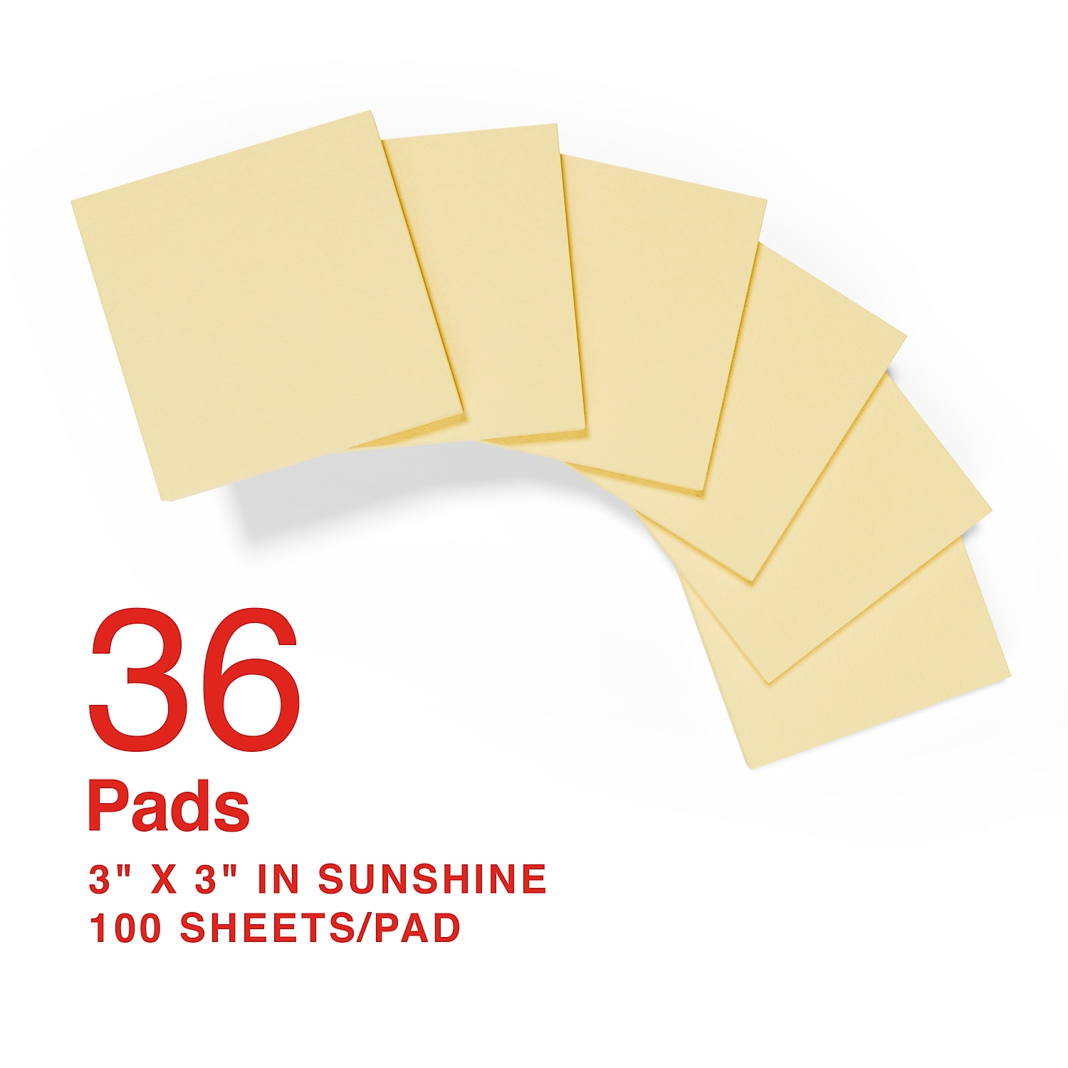 Staples Recycled Pop-up Sticky Notes 3" x 3" Sunshine Collection 100 Sheets/Pad 36 Pads/Pack