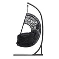 thumbnail image 4 of Swing Egg Chair with Stand, Rattan Wicker Hanging Egg Chair, Oversized Patio Chair, Hanging Basket Chair Hammock Chair with Soft Cushion and Aluminum Frame, 400LBS Weight Capacity, Black-B, 4 of 9