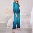 thumbnail image 3 of Fotbe Blue to turquoise Pattern Long Sleeve Pajama Set for Women,Sleepwear Set,2-piece Loungewear Set,Soft PJs Comfy Nightwear with Pockets-X-Large, 3 of 7
