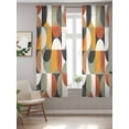 thumbnail image 2 of Orange Modern Geometric,Curtains 63 Inch Length,Sheer Curtains for Bedroom Living Room Window Abstract Watercolor Semicircle Rod Pocket Drapes Kitchen Curtains Small Half Window 42"x63" 2 Panels, 2 of 7