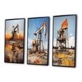 thumbnail image 3 of Designart "Gold Oil Rigs landscapes In Texas III" Cityscapes Framed Wall Art Set Of 3 - Gold Oil Rigs / Fields Frame Gallery Set For Office Decor, 3 of 6