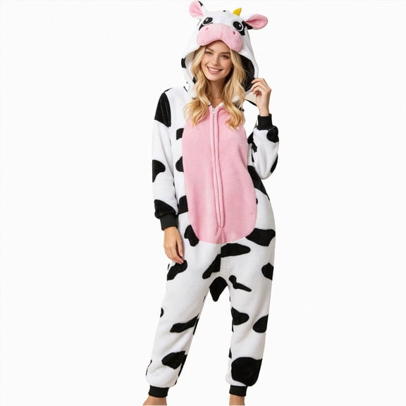 Xyant Snug Fit Unisex Onesie Pajamas Flannel Animal One Piece Halloween Outfits Sleepwear Homewear for Adult Kids (White,M)