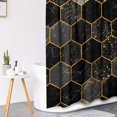 thumbnail image 4 of Juego de cortina de ducha de mármol con tapa de inodoro y alfombras antideslizantes para baño, juego de 4 cortinas de ducha de mármol negro y dorado, juego de baño de arte antiguo abstracto moderno, 4 of 7