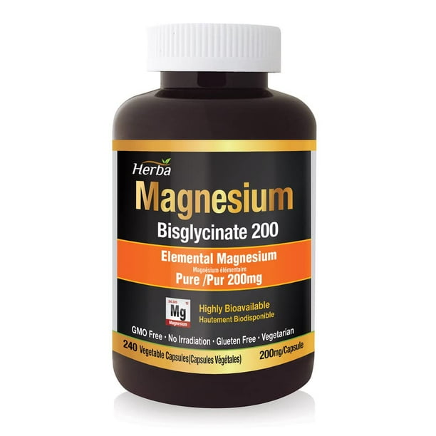 Herba Pure Magnesium Bisglycinate 200mg 240 Capsules Pure Elemental
